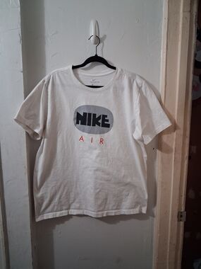 Nike White Tee with Black Swoosh and Label Print